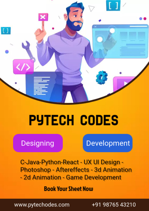 web development course poster design A4 template