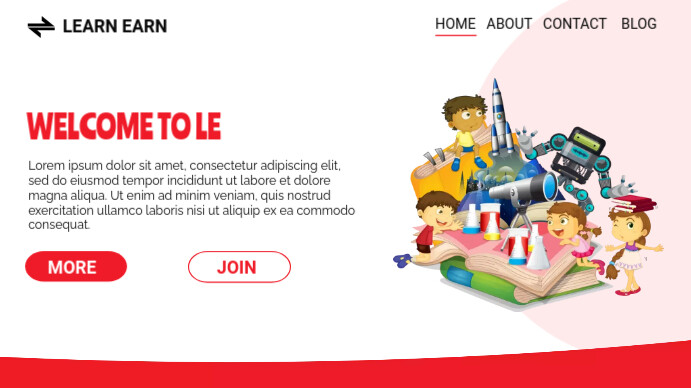 web landing page educational website design Digital Display (16:9) template
