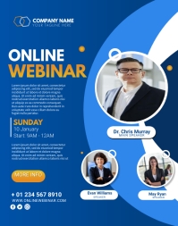 สีน้ำเงิน Online Webinar Event Poster/Wallboard Template