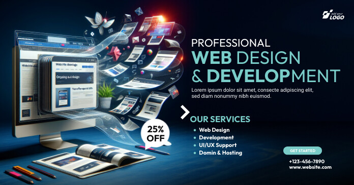 Website Design Service Ad Template Facebook Gedeelde Prent