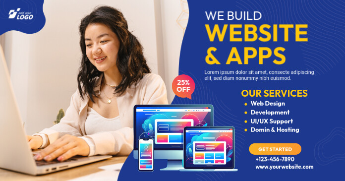 Website Design Service Ad Template Isithombe Esabiwe ku-Facebook