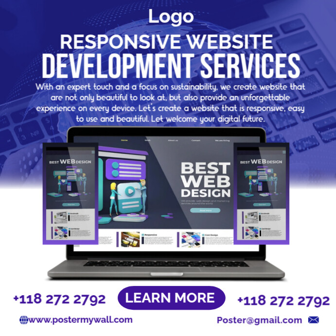 Website wordpress development services design ads Instagram post template