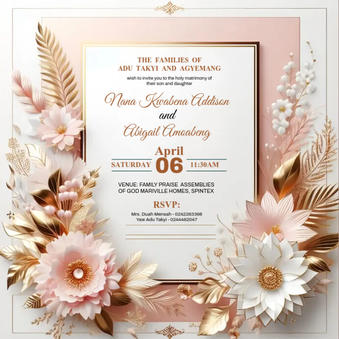 Wedding, Church Flyer Instagram Post template