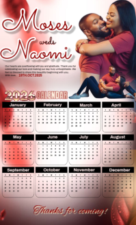 Wedding and and couple 2026 calendar US Legal template