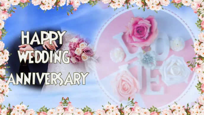 Wedding Anniversary card message Видеообложка профиля Facebook (16:9) template