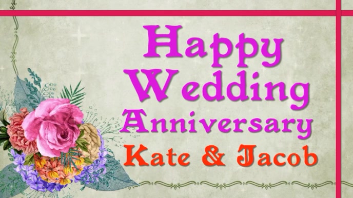 Wedding anniversary card video wishes งานแสดงผลงานแบบดิจิทัล (16:9) template