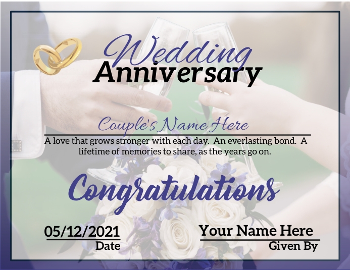 Wedding Anniversary Certificate Folheto (US Letter) template