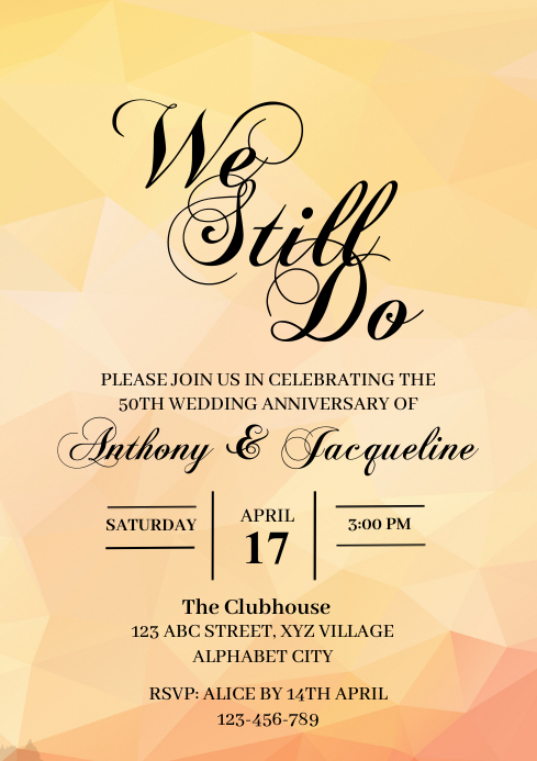 Wedding Anniversary Invitation Template | PosterMyWall