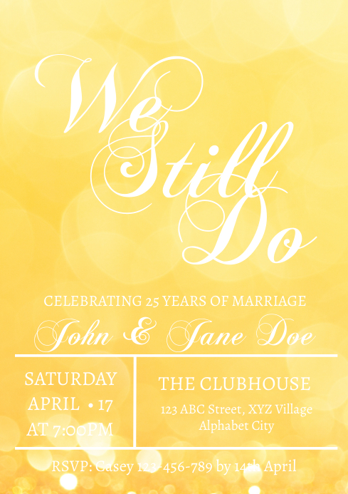 Wedding Anniversary Invitation Template | PosterMyWall