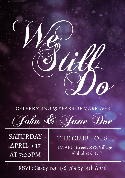 Wedding Anniversary Invitation A4 template