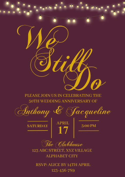 Wedding Anniversary Invitation Template | PosterMyWall