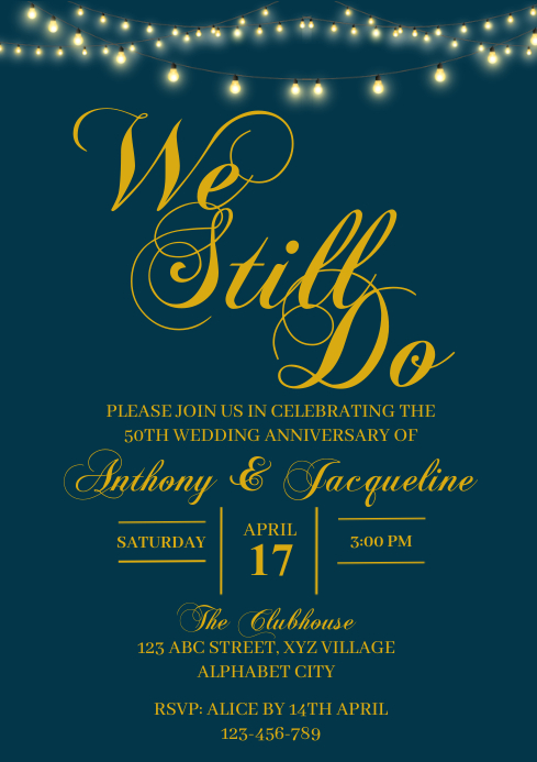 Wedding Anniversary Invitation A4 template