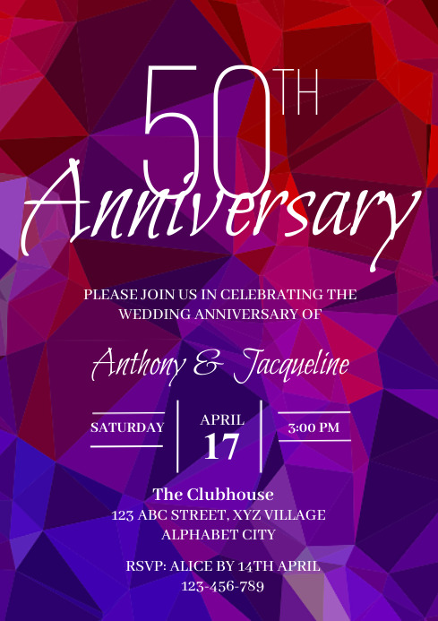 Wedding Anniversary Invitation Template | PosterMyWall