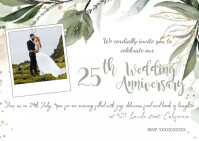 Wedding Anniversary Invitation Postcard template