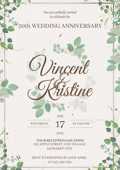 Wedding Anniversary Invitation Template | PosterMyWall
