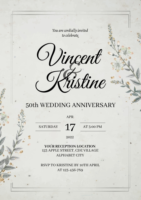 Wedding Anniversary Invitation Template | PosterMyWall