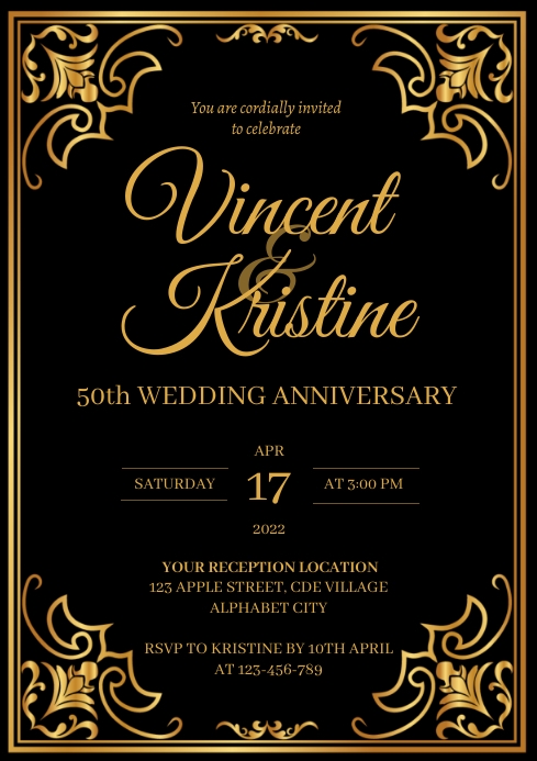 Wedding Anniversary Invitation Template | PosterMyWall