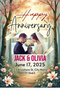 Wedding Anniversary Poster Template for Greeting Cards – Modern & Classic Styles Plakat