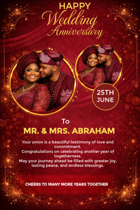 Red Wedding Anniversary Posters Template | PosterMyWall