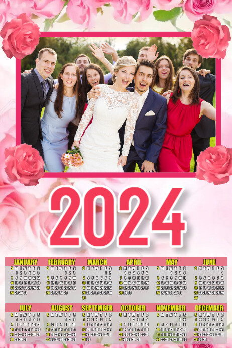 Wedding Calendar 2024 Plakat template