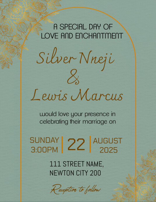 Wedding card Flyer (US Letter) template