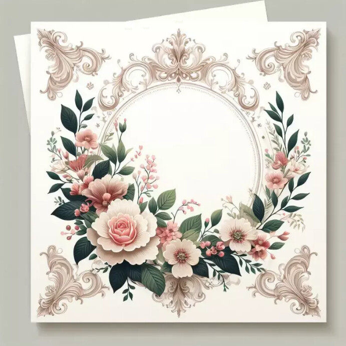 Modèle Wedding card Flora frame border | PosterMyWall