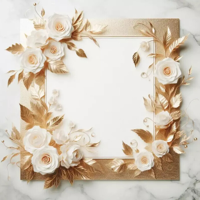 Wedding card gold frame Templat | PosterMyWall