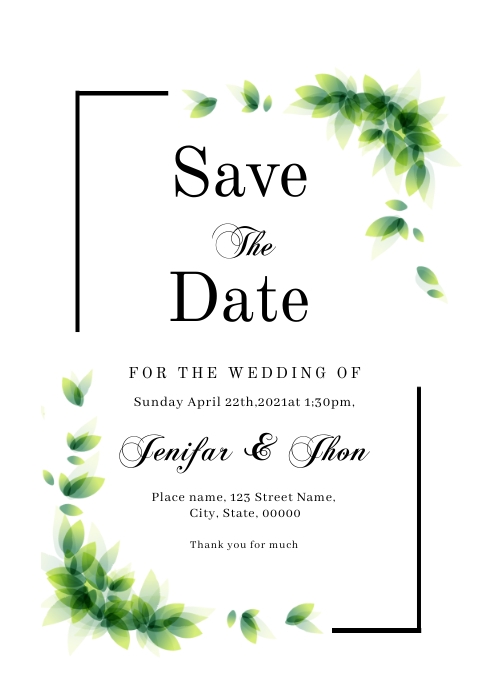 Wedding card save the date (1) A5 template