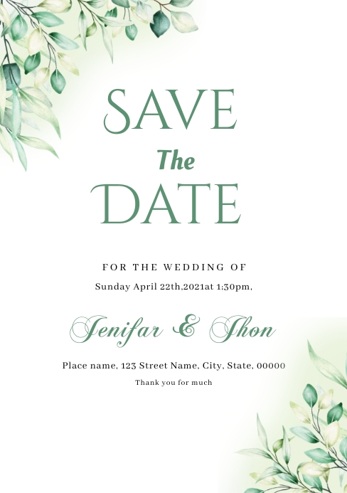 Wedding card save the date A5 template