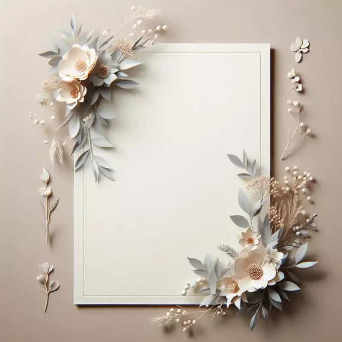 Wedding card template flower border Instagram Post