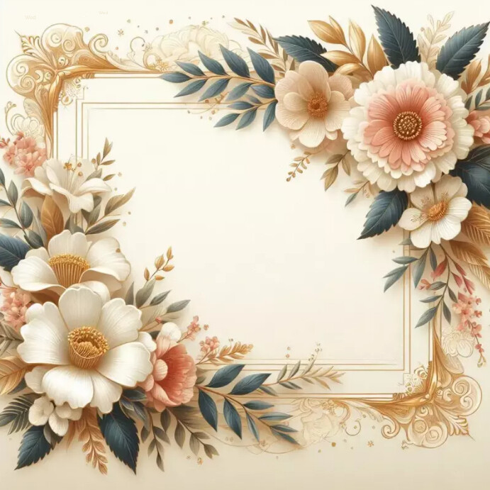 Wedding Card Template Flower Border PosterMyWall Wedding Card Template Flower Border PosterMyWall