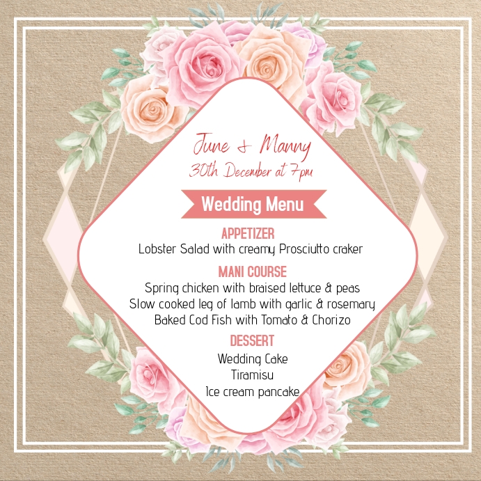 Modele Menu Mariage Postermywall Modele Menu Mariage Postermywall