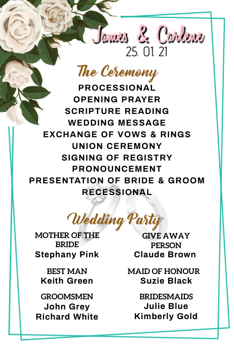 Wedding Ceremony-Vorlage | PosterMyWall