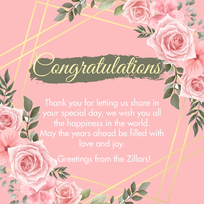 Wedding congratulations card Template PosterMyWall