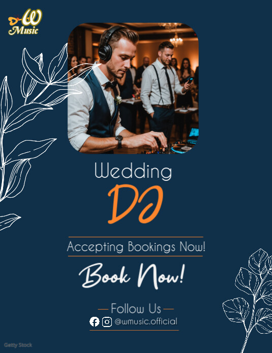 Wedding DJ Floral Flyer Template Рекламная листовка (US Letter)