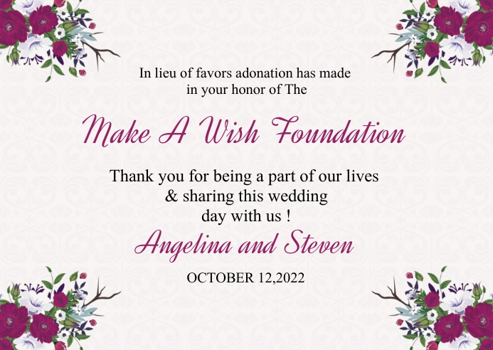 Wedding Contribution Cards