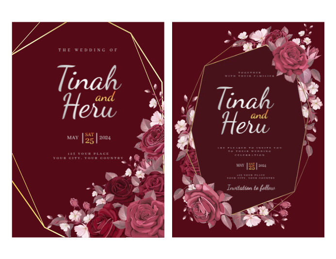 Wedding Floral Maroon Flyer (US Letter) template