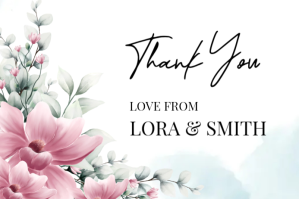 Wedding Floral Thank You Card Etykieta template