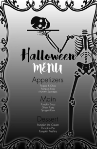 Wedding Halloween Food Menu Wide Setengah Halaman template