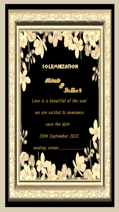 Wedding invitation card (1) Digital Display (9:16) template