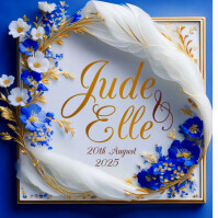 Wedding invitation card blue and gold Carré (1:1) template