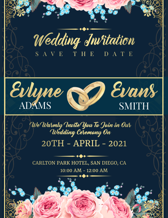 Wedding Invitation Card Template | PosterMyWall