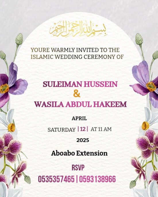 wedding invitation card Instagram Portrait template
