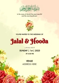 Wedding invitation card A6 template