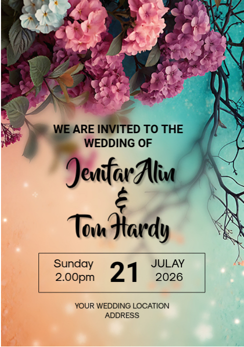 Wedding invitation card floral corner design Template | PosterMyWall