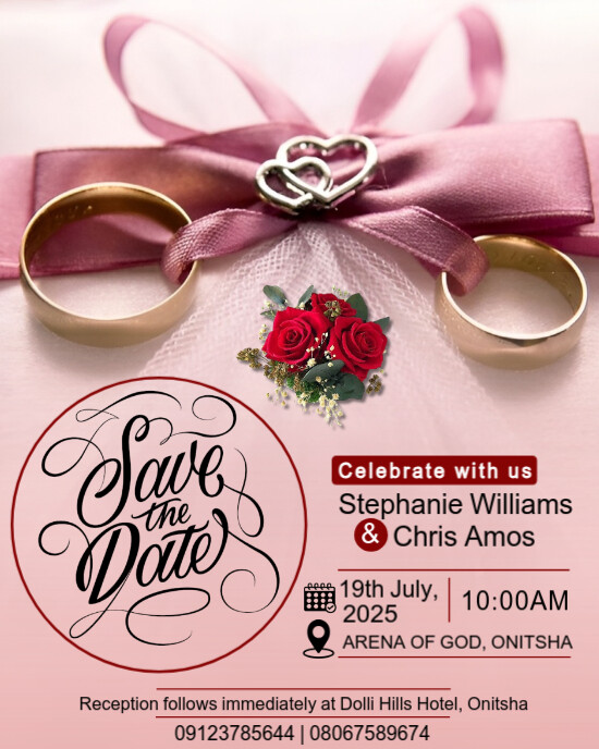 Wedding invitation card flyer Instagram Portrait template