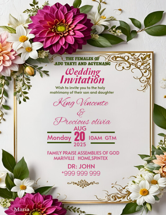 Wedding invitation card flyer poster template