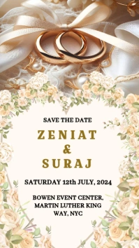 Wedding invitation card save the date HD Digital Display (9:16) template