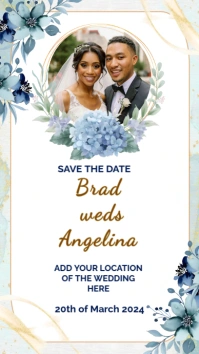 Wedding invitation card save the date HD iD Digital Display (9:16) template