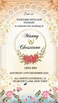 Wedding invitation card template HD high resolution Digital Display (9:16)